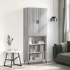 Image de vidaXL Buffet haut Sonoma gris 69,5x34x180 cm Bois d'ingénierie