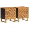 Image de vidaXL Tables de Chevet 2 pcs, Armoires de Nuit avec Porte, Tables de Nuit avec Pieds, Meubles de Chambre, Moderne, Marron et Noir Bois de Manguier Solide