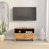 Image de vidaXL Meuble TV marron et noir 70x33,5x46 cm bois massif de manguier