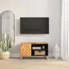 Image de vidaXL Meuble TV marron et noir 80x31,5x46 cm bois massif de manguier