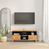Image de vidaXL Meuble TV marron et noir 100x33,5x46 cm bois massif de manguier
