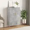 Image de vidaXL Buffet haut gris béton 69,5x31x115 cm bois d'ingénierie