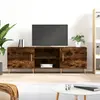 Image de vidaXL Meuble TV chêne fumé 150x30x50 cm bois d'ingénierie