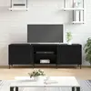 Image de vidaXL Meuble TV noir 150x30x50 cm bois d'ingénierie