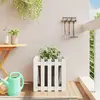 Image de vidaXL Jardinière avec design de clôture blanc 50x50x50 cm pin massif