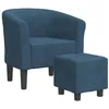 Image de vidaXL Chaise cabriolet avec repose-pied bleu foncé velours