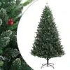 Image de vidaXL Sapin de Noël artificiel à charnières avec baies rouges 210 cm