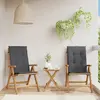 Image de vidaXL Fauteuils pliants inclinables avec coussins, 2 pièces, en bois massif de teck