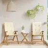 Image de vidaXL Fauteuils pliants inclinables avec coussins, 2 pièces, en bois massif de teck