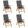 Image de vidaXL Chaises de jardin inclinables lot de 4 et coussins bois teck