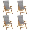 Image de vidaXL Chaises de jardin inclinables lot de 4 et coussins bois teck