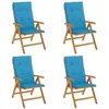 Image de vidaXL Chaises de jardin inclinables lot de 4 et coussins bois teck