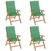 Image de vidaXL Chaises de jardin inclinables lot de 4 et coussins bois teck