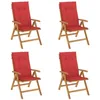 Image de vidaXL Chaises de jardin inclinables lot de 4 et coussins bois teck