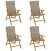 Image de vidaXL Chaises de jardin inclinables lot de 4 et coussins bois teck