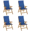Image de vidaXL Chaises de jardin inclinables lot de 4 et coussins bois teck