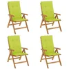 Image de vidaXL Chaises de jardin inclinables lot de 4 et coussins bois teck