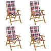 Image de vidaXL Chaises de jardin inclinables lot de 4 et coussins bois teck