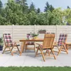 Image de vidaXL Chaises de jardin inclinables lot de 4 et coussins bois teck