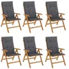 Image de vidaXL Chaises de jardin inclinables et coussins lot de 6 bois teck