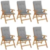 Image de vidaXL Fauteuils pliants inclinables avec coussins, 6 pièces,