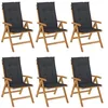 Image de vidaXL Chaises de jardin inclinables et coussins lot de 6 bois teck