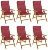 Image de vidaXL Chaises de jardin inclinables et coussins lot de 6 bois teck