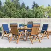 Image de vidaXL Fauteuils pliants inclinables avec coussins, 6 pièces, en bois massif de teck