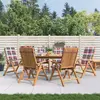 Image de vidaXL Chaises de jardin inclinables et coussins lot de 6 bois teck