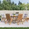 Image de vidaXL Fauteuils pliants inclinables avec coussins, 6 pièces, en bois massif de teck
