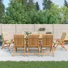 Image de vidaXL Fauteuils pliants inclinables avec coussins, 8 pièces, en bois massif de teck
