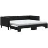 Image de vidaXL Lit de jour avec gigogne et matelas noir 90x200 cm tissu