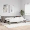 Image de vidaXL Lit de jour avec gigogne et matelas taupe 100x200 cm tissu