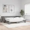 Image de vidaXL Lit de jour avec gigogne et matelas gris foncé 90x190 cm tissu