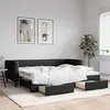 Image de vidaXL Lit de jour avec gigogne et tiroirs noir 90x190 cm tissu
