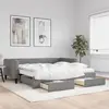 Image de vidaXL Lit de jour avec gigogne et tiroirs gris foncé 100x200 cm tissu
