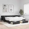 Image de vidaXL Lit de jour avec gigogne et tiroirs noir 100x200 cm tissu