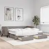 Image de vidaXL Lit de jour avec gigogne et tiroirs taupe 100x200 cm tissu