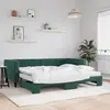Image de vidaXL Lit de jour avec gigogne et matelas vert foncé 90x200cm velours