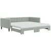 Image de vidaXL Lit de jour et gigogne et matelas gris clair 100x200 cm velours, canapé-lit, canapé-lit confortable, lit de jour gigogne, lit d'appoint