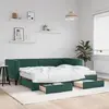 Image de vidaXL Lit de jour avec gigogne et tiroirs vert foncé 90x200cm velours