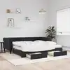 Image de vidaXL Lit de jour avec gigogne et tiroirs noir 100x200 cm velours