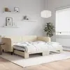 Image de vidaXL Lit de jour avec lit gigogne crème 100x200 cm tissu
