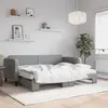 Image de vidaXL Lit de jour avec gigogne et matelas gris clair 80x200 cm tissu