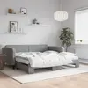 Image de vidaXL Lit de jour avec gigogne et matelas gris clair 100x200 cm tissu