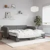 Image de vidaXL Lit de jour avec gigogne et matelas gris foncé 100x200 cm tissu
