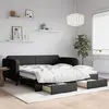 Image de vidaXL Lit de jour avec gigogne et tiroirs sans matelas noir 100x200cm