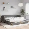 Image de vidaXL Lit de jour avec gigogne et tiroirs gris foncé 80x200 cm tissu