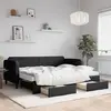 Image de vidaXL Lit de jour avec gigogne et tiroirs noir 80x200 cm tissu