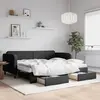 Image de vidaXL Lit de jour avec gigogne et tiroirs noir 90x200 cm tissu